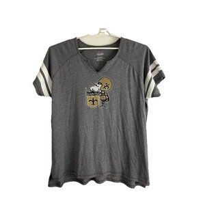 Majestic LSU Womens Tee Shirt 3XL Gray V Neck Short Sleeve New Orleans Football